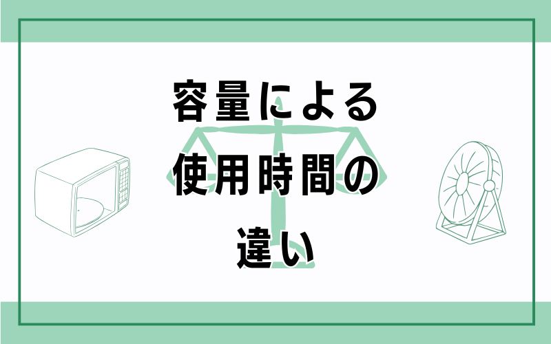 容量による使用時間の違い